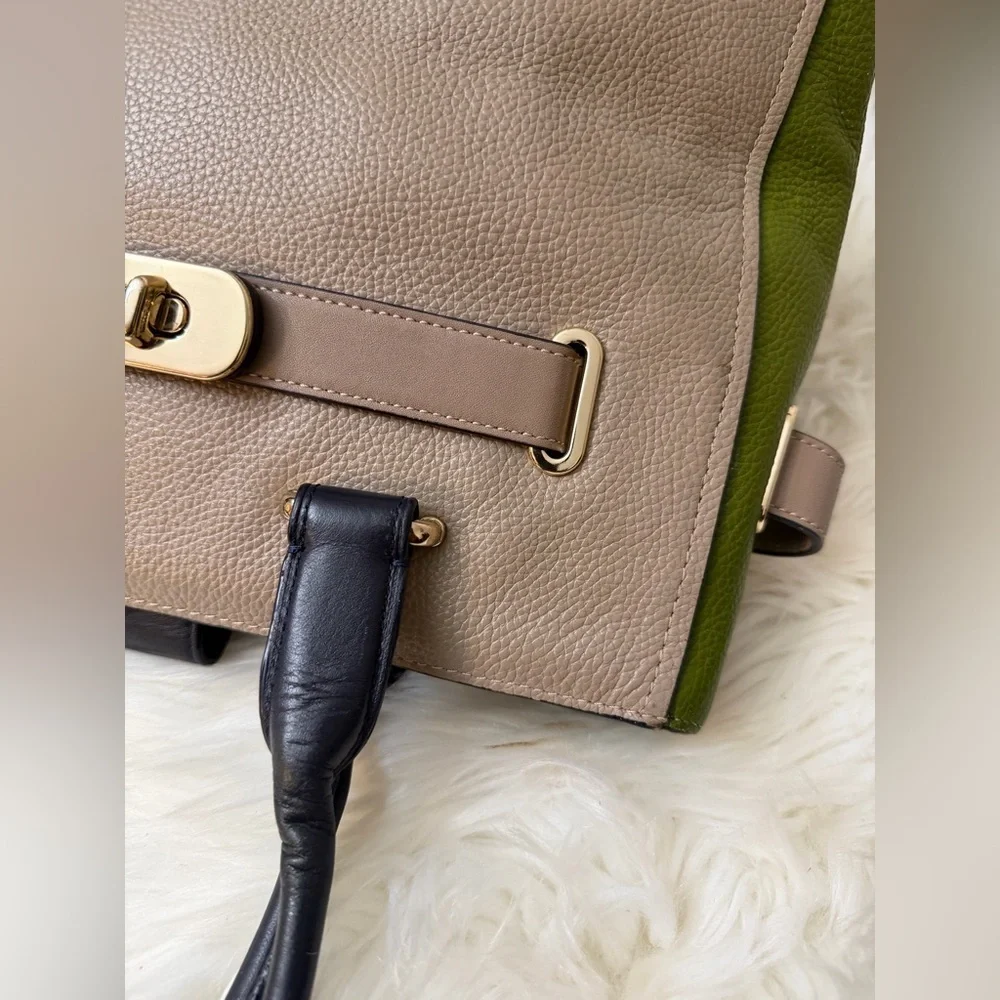 Coach Tan and Olive Leather Tote Bag#36514